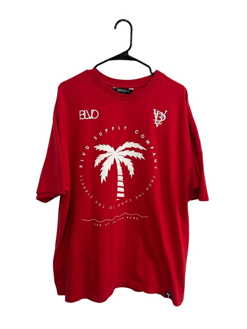 Blvd Supply XXL Mens Red Graphic T-Shirt Cotton Palm Tree Retro Boho Chic